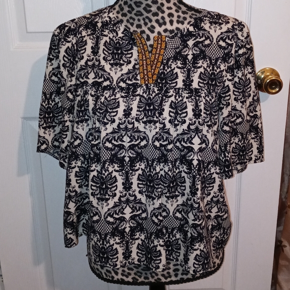 Painted threads paisley print boho blouse medium - Picture 1 of 10